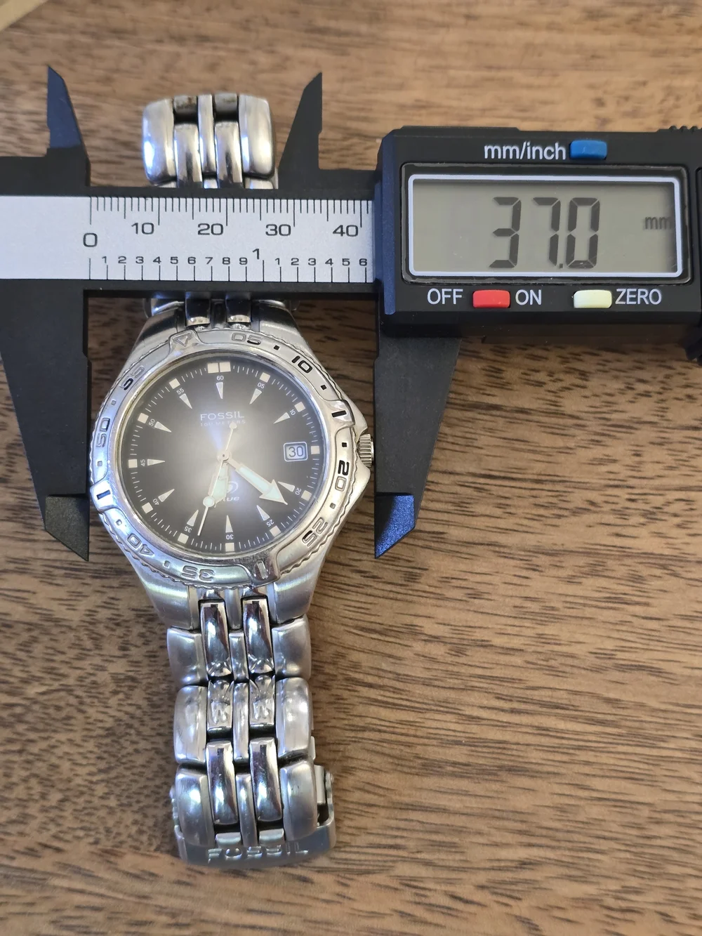 Fossil Silver Stainless Steel Watch with Black Dial